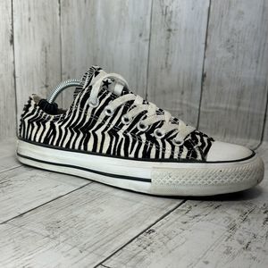 Converse All Star Zebra Print 129373F Black White Low Top Womens Sz 7 Mens Sz 5